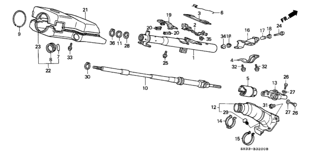 1989 Honda Civic 3 Door STD KL 4MT Steering Column Diagram