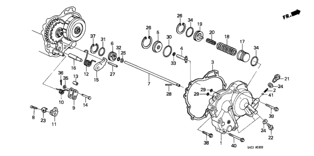 1991 Honda CRX AT Right Side Cover Diagram