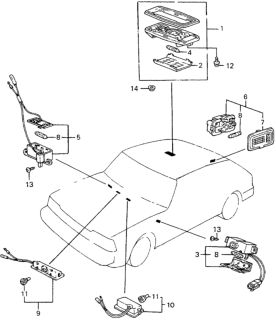 1983 Honda Accord Light Assembly, Interior (Roomy Red) Diagram for 34250-SA5-013ZB