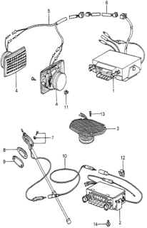 1979 Honda Accord Speaker, Automatic Radio Diagram for 39120-671-004