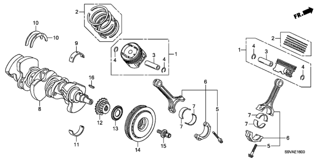 2008 Honda Pilot Piston - Crankshaft Diagram