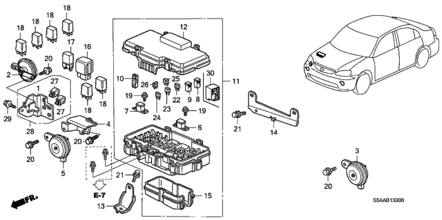 2004 Honda Civic Control Unit (Engine Room) Diagram