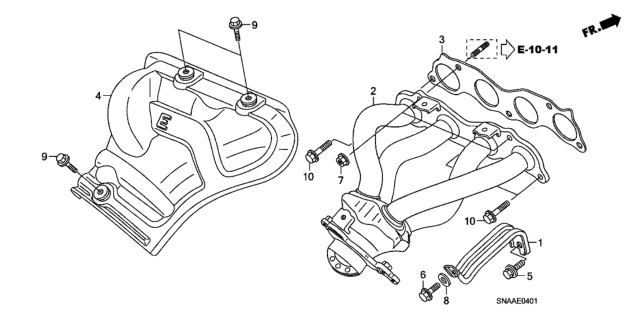 2009 Honda Civic Exhaust Manifold (2.0L) Diagram