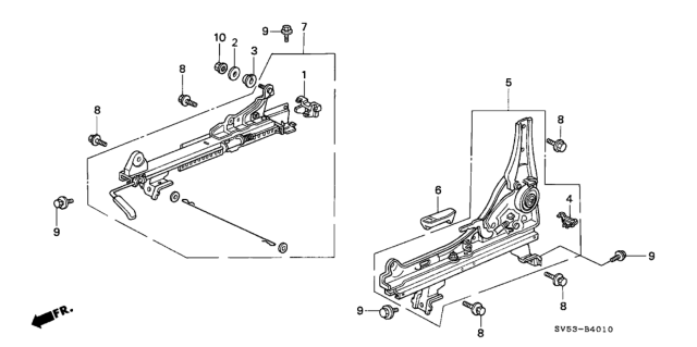 1995 Honda Accord 5 Door LX KA 4AT Front Seat Components Diagram 1