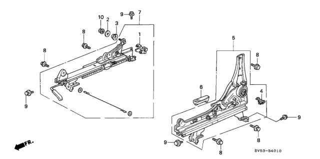 1996 Honda Accord Front Seat Components Diagram 1