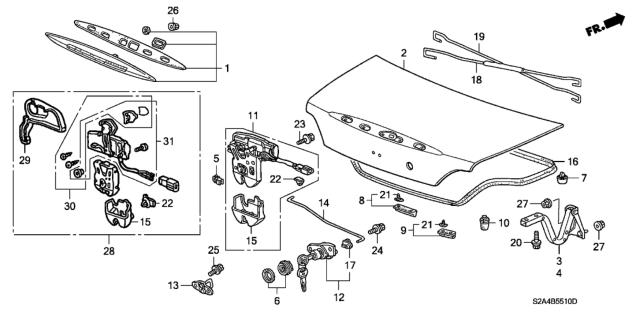 2003 Honda S2000 Trunk Lid Diagram