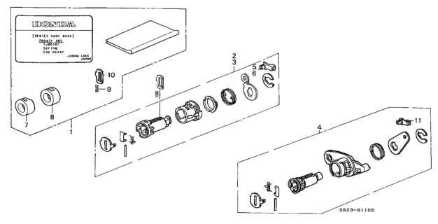 1998 Honda Accord Cylinder Kit, L. Door Diagram for 06725-S82-A01