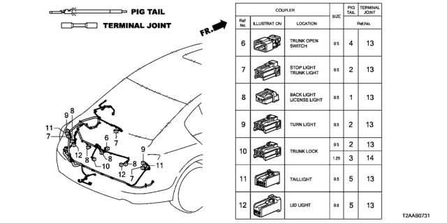 2017 Honda Accord Electrical Connector (Rear) Diagram