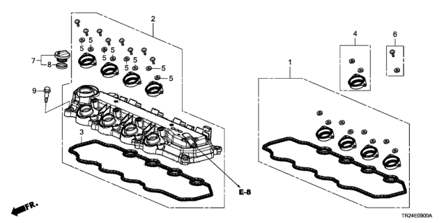 2012 Honda Civic Gasket, Head Cover Diagram for 12341-RBJ-003