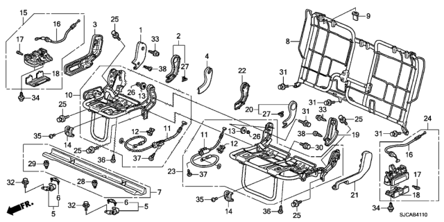 2014 Honda Ridgeline Rear Seat Components Diagram