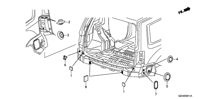 2012 Honda Pilot 5 Door EX-L (2WD) KA 5AT Grommet (Rear) Diagram
