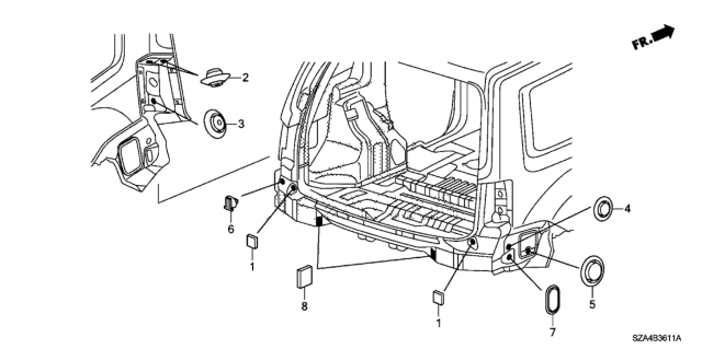 2011 Honda Pilot Grommet (Rear) Diagram