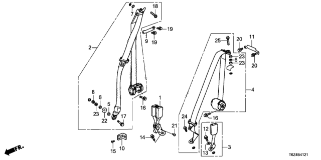 2018 Honda Ridgeline Seat Belts (Rear) Diagram