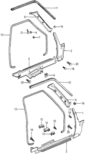 1979 Honda Prelude Garnish, L. FR. Pillar *Y8L* (WARM WHITE) Diagram for 73833-692-661ZA