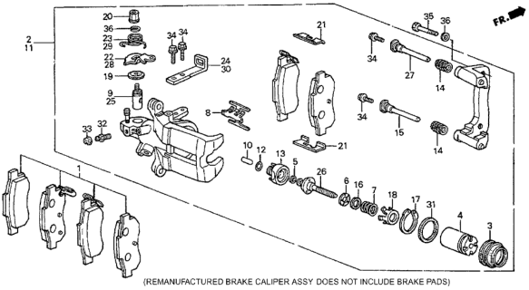 1987 Honda Prelude 2 Door SI KA 5MT Rear Brake Caliper Diagram