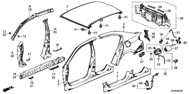 2014 Honda Accord Panel Set, R. RR. (Outer) (DOT) Diagram for 04636-T3V-A90ZZ