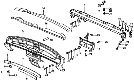 1975 Honda Civic 3 Door ** (1500) KA HMT Instrument Panel Diagram
