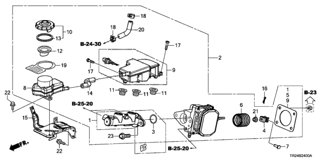 2015 Honda Civic Brake Master Cylinder  - Master Power Diagram