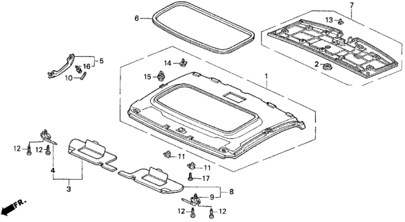 1994 Honda Prelude Sunvisor Assembly, Passenger Side (Lofty Blue) Diagram for 83230-SS0-A20ZA