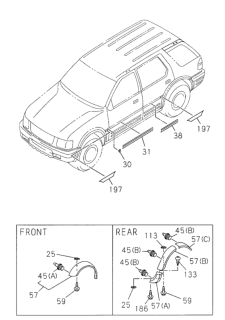 2002 Honda Passport 4 Door 2EX KA 4AT Molding (Over Fender) Diagram