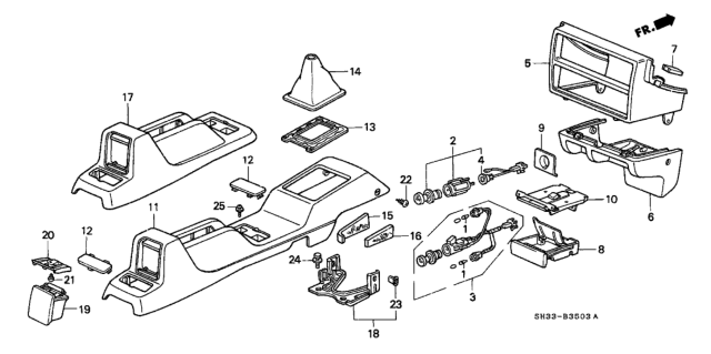 1988 Honda Civic Cap, Center Console *B44L* (PALMY BLUE) Diagram for 83412-SH3-000ZA