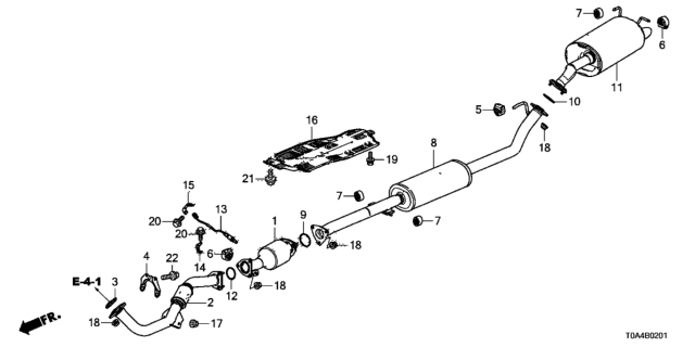 2016 Honda CR-V Pipe A, Exhaust Diagram for 18210-T1W-A01