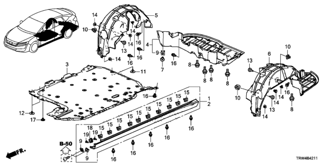 2021 Honda Clarity Plug-In Hybrid Fender Left, Rear Inner Diagram for 74590-TRW-A00