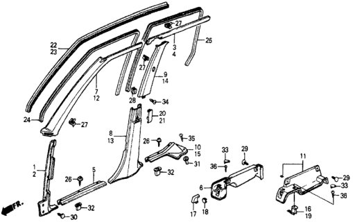 1985 Honda Civic Lining, L. Cowl Side *B34L* (JUNO BLUE) Diagram for 64825-SB6-660ZA