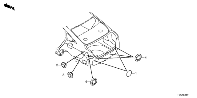 2021 Honda Accord Grommet (Rear) Diagram