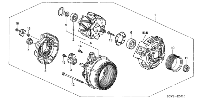 2003 Honda Element Rotor Assembly Diagram for 31101-RAA-A01