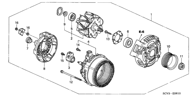 2003 Honda Element Pulley Diagram for 31141-RAA-A01