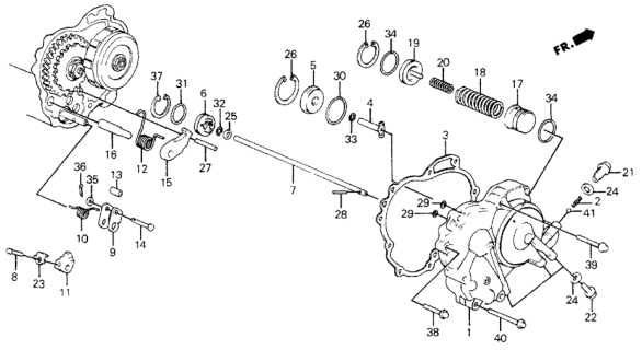 1991 Honda Civic AT Right Side Cover Diagram