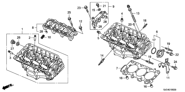 2012 Honda Ridgeline 4 Door RTL (NAVIGATION MFG US1) KA 5AT Front Cylinder Head Diagram