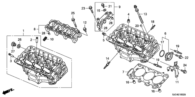 2011 Honda Ridgeline Holder Assy., FR. Rocker Shaft Diagram for 12433-R72-A00