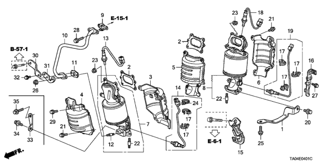 2009 Honda Accord Converter, Front Primary Diagram for 18190-R71-A10