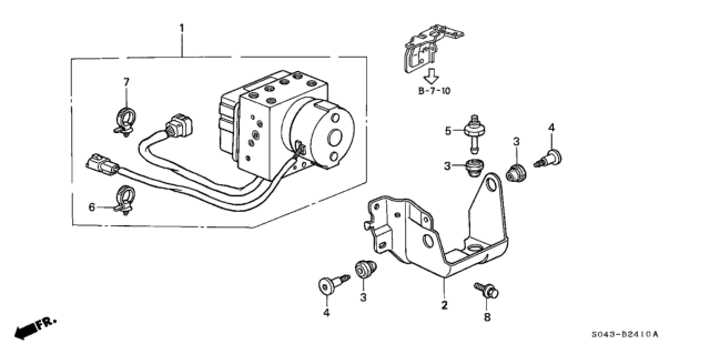1996 Honda Civic Modulator Assembly, Abs Diagram for 57110-S01-A01