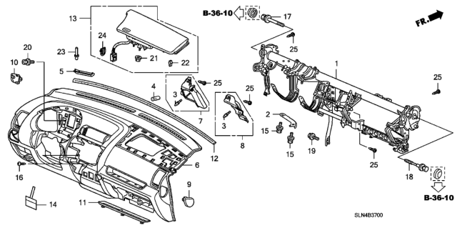 2007 Honda Fit Member, Brake Pedal Support Diagram for 61335-SAA-G00ZZ