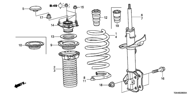 2012 Honda CR-V Spring, Left Front Diagram for 51406-SWW-E13