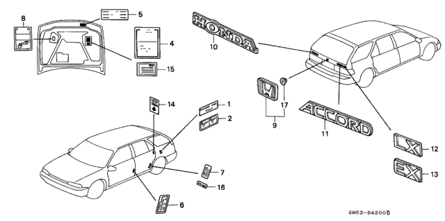 1992 Honda Accord Emblems Diagram