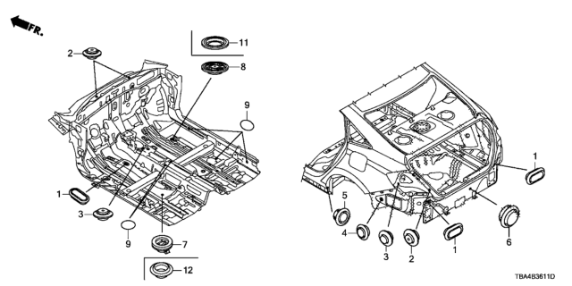 2017 Honda Civic Grommet (Rear) Diagram