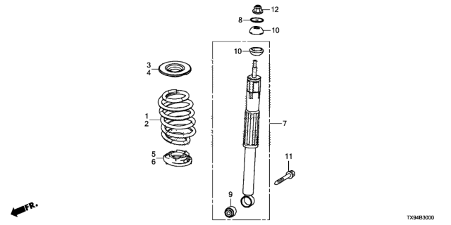 2013 Honda Fit EV Shock Absorber Assembly, Rear Diagram for 52610-TX9-A03