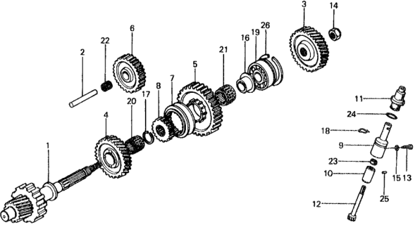 1977 Honda Civic 5 Door ** KL HMT HMT Countershaft Diagram