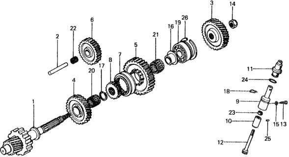 1976 Honda Civic HMT Countershaft Diagram