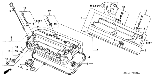 2005 Honda Accord Cylinder Head Cover (V6) Diagram