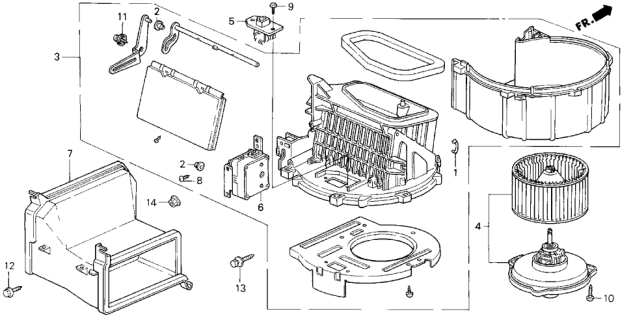 1994 Honda Del Sol 2 Door V-TEC KA 5MT Heater Blower Diagram