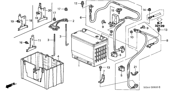 2000 Honda Odyssey 5 Door EX (NAVIGATION) KA 4AT Battery Diagram