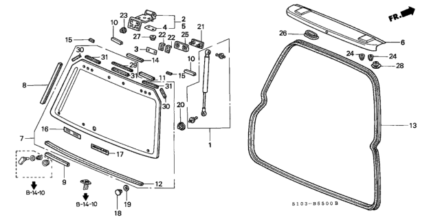 2000 Honda CR-V Rear Windshield Diagram