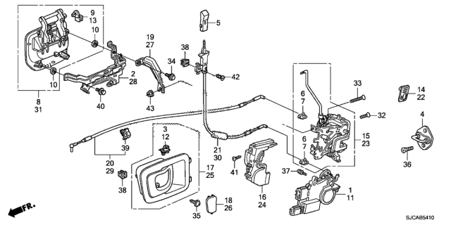 2014 Honda Ridgeline Handle Assembly (Obsidian Blue Pearl) Diagram for 72680-SJC-A01ZT