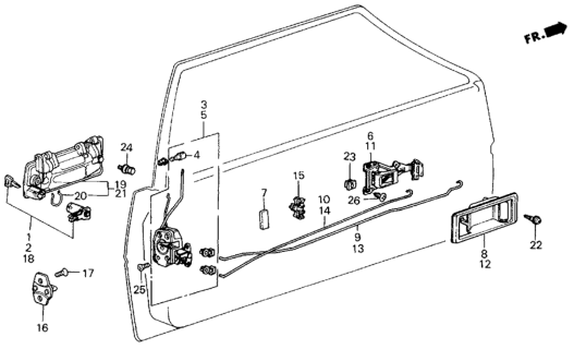 1987 Honda Civic 3 Door ** (1300) KA 4MT Door Lock Diagram