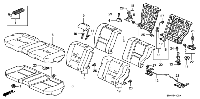 2004 Honda Accord 2 Door LX KA 5AT Rear Seat Diagram